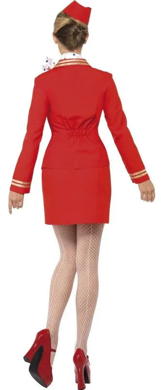 Disfraz de Azafata de Avión Rojo para Mujer Pilotos y Aviadores Smiffys